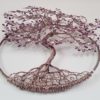 Arbre en relief 30cm, fil marron clair, feuilles Nuances de violet et blanc