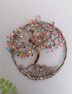 Arbre de Vie mural en relief - 20 cm - Multicolore - Marron clair