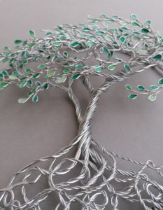 Arbre de Vie mural en relief - 20 cm - Camaïeu de Turquoise - Argenté