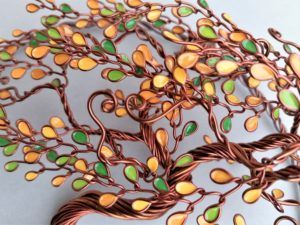 Arbre de Vie mural en relief - 20 cm - Automne et Vert - Cuivré