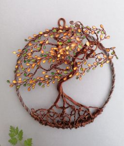 Arbre de Vie mural en relief - 20 cm - Automne et Vert - Cuivré