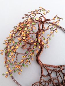 Arbre de Vie mural en relief - 20 cm - Automne et Vert - Cuivré