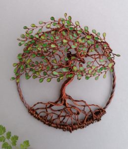 Arbre de Vie mural en relief - 20 cm - Camaïeu de vert - Cuivré