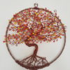 Arbre de vie Relief 30cm – Feuilles « Automne » – Cuivré – Fleurs blanches
