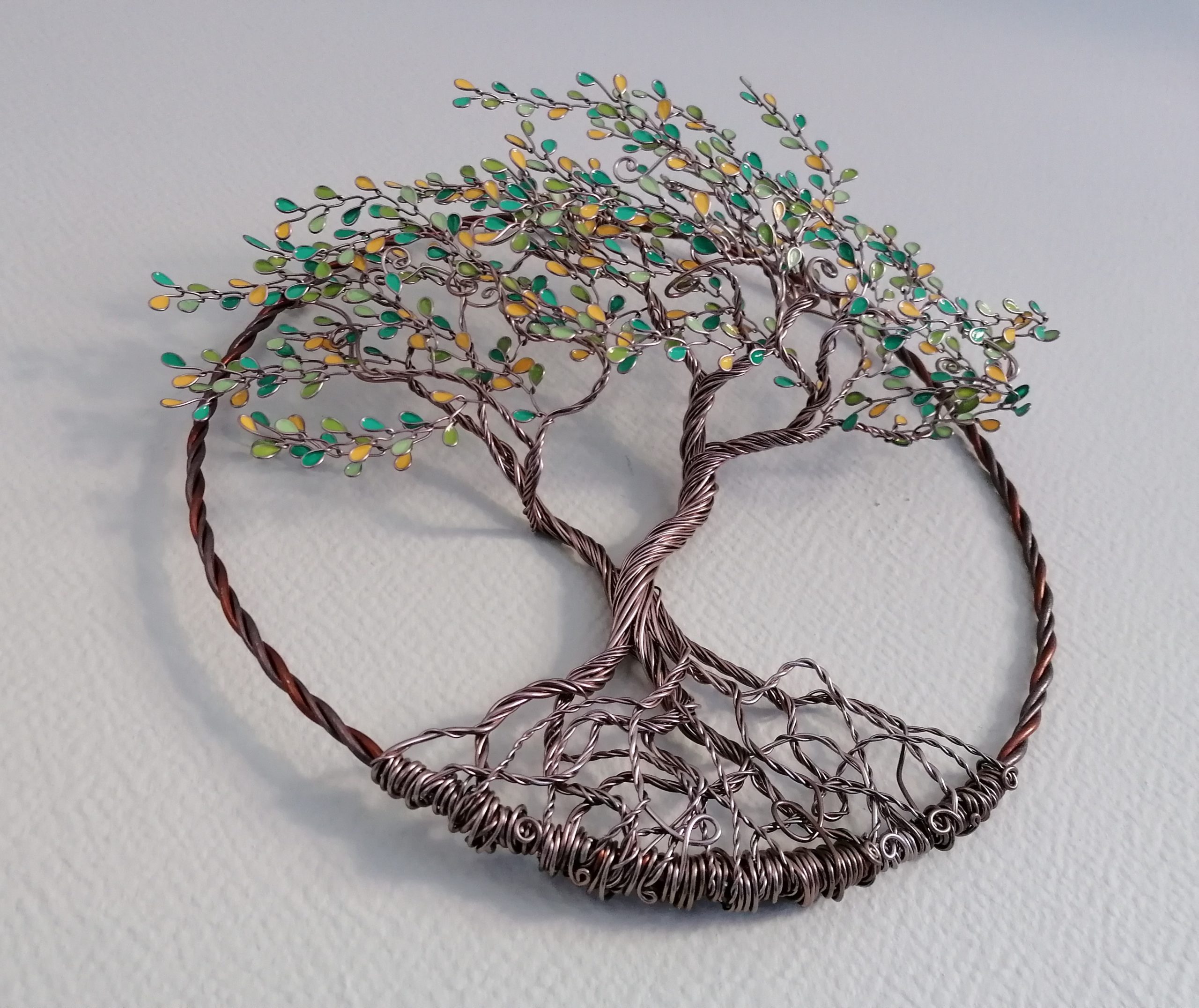 Décoration arbre de vie - Tree of Life - aluminium/bois - 23 x 26 cm -  couleur argent