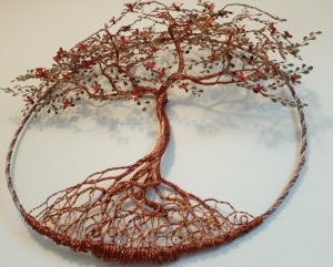 Arbre de vie Relief 60cm – Feuilles Flamboyant fleuri – Cuivré