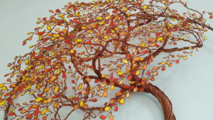 Arbre de vie Relief 60cm – Feuilles « Automne » – Cuivré