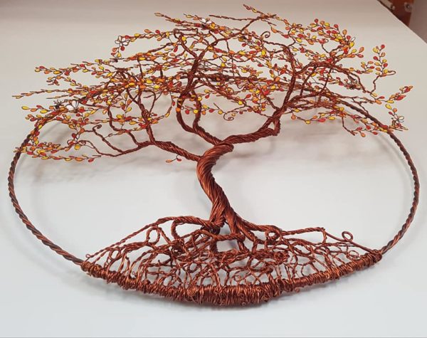 Arbre de vie Relief 60cm – Feuilles « Automne » – Cuivré