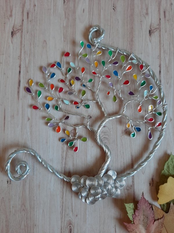 Arbre de vie multicolore et argenté 15cm