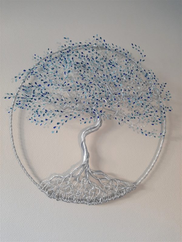 Arbre de vie en relief de 60 cm métal argenté