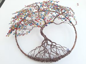 Arbre de vie mural multicolore en relief