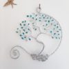 Arbre de Vie mural aux feuilles turquoise et cercle ouvert