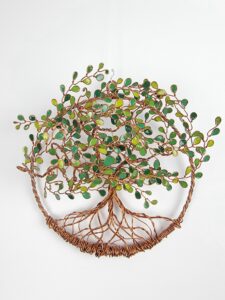 Arbre de vie en relief 20cm cuivré -Vert