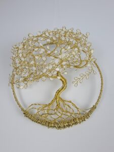Arbre de vie en relief 30cm Doré -Blanc