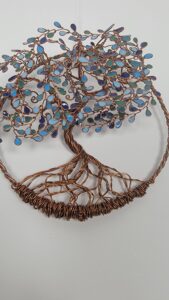 Arbre de vie en relief 20cm cuivré - Bleu