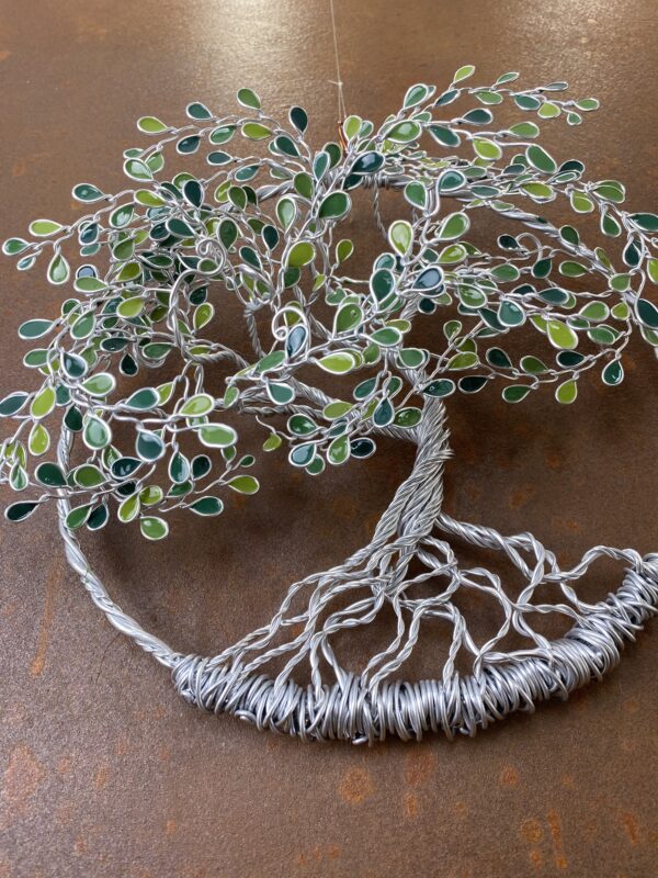 Arbre de vie en relief argenté et vert cadeau symbolique