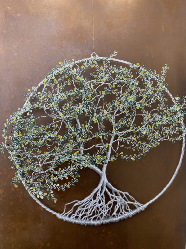 Grand arbre de vie mural artisanal vert