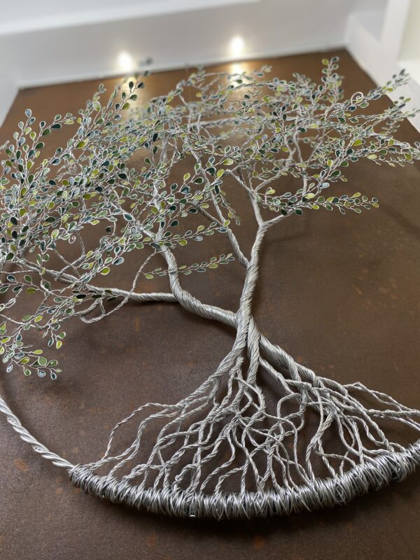 Grand arbre de vie mural artisanal vert