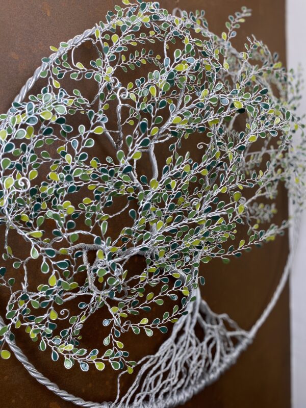 Grand arbre de vie mural artisanal vert